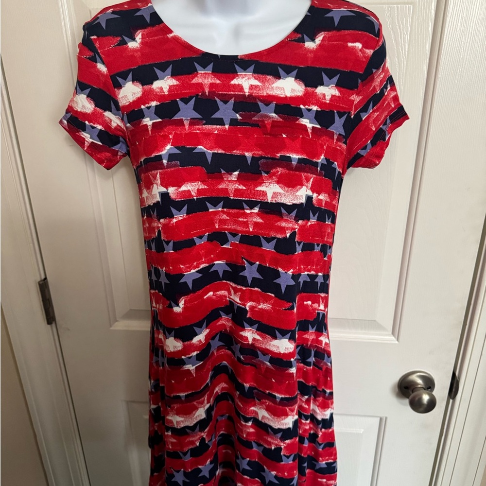 Red and Blue Star Pattern Dress 4th of July NWT medium